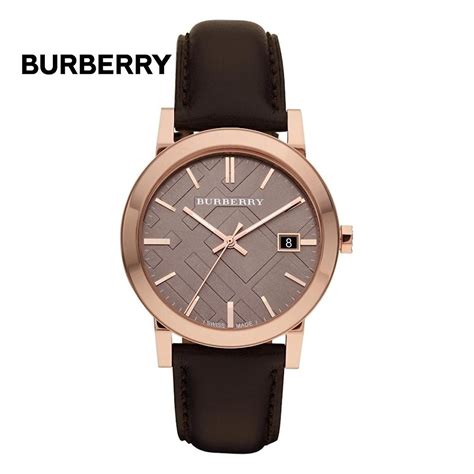 Burberry BU9013 herrklocka, äkta läder armband 